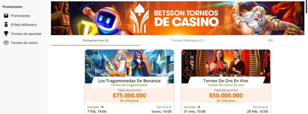 Torneos de Betsson casino online