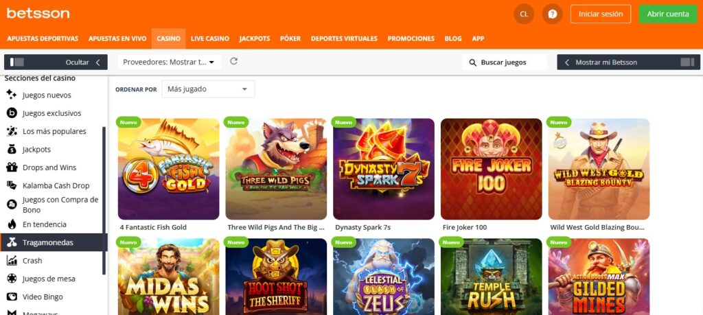 Tragamonedas en Betsson Chile